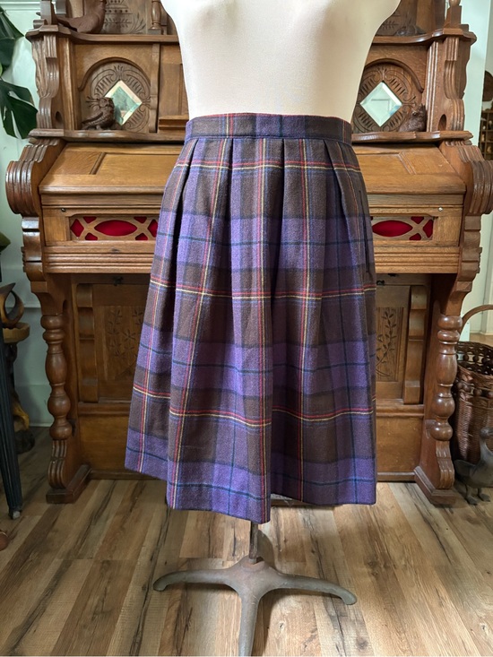 jcpenney Dresses & Skirts - Vintage Retro Pleated Wool Blend Plaid Skirt - Purple/Brown